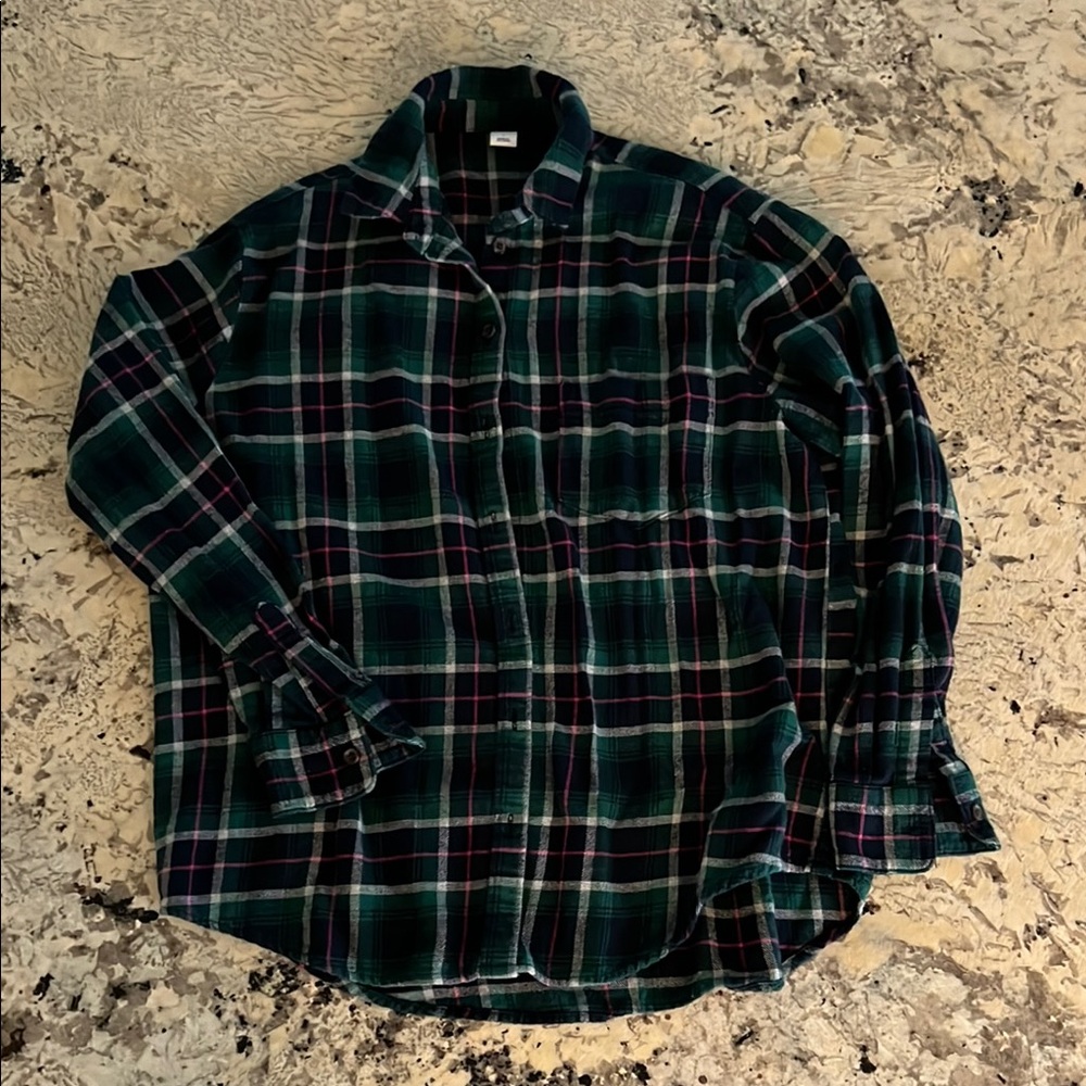 Plaid Flannel Shirt in Green and Blue